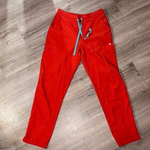 Figs Red Orange Scrub Pants Yola Skinny Leg
